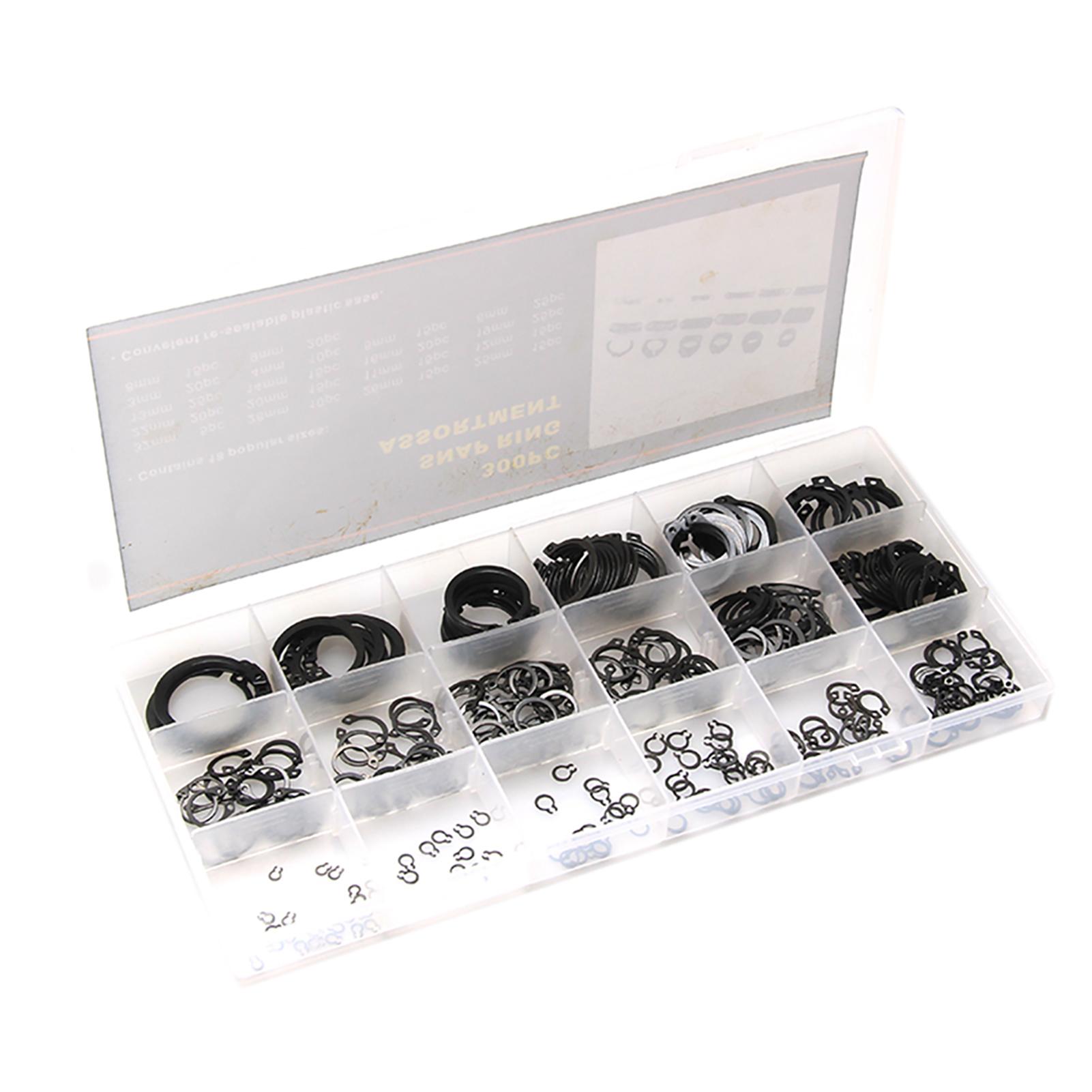 300pcs Snap Ring External Circlip Assortment Kit Set with Storage Box Poratble