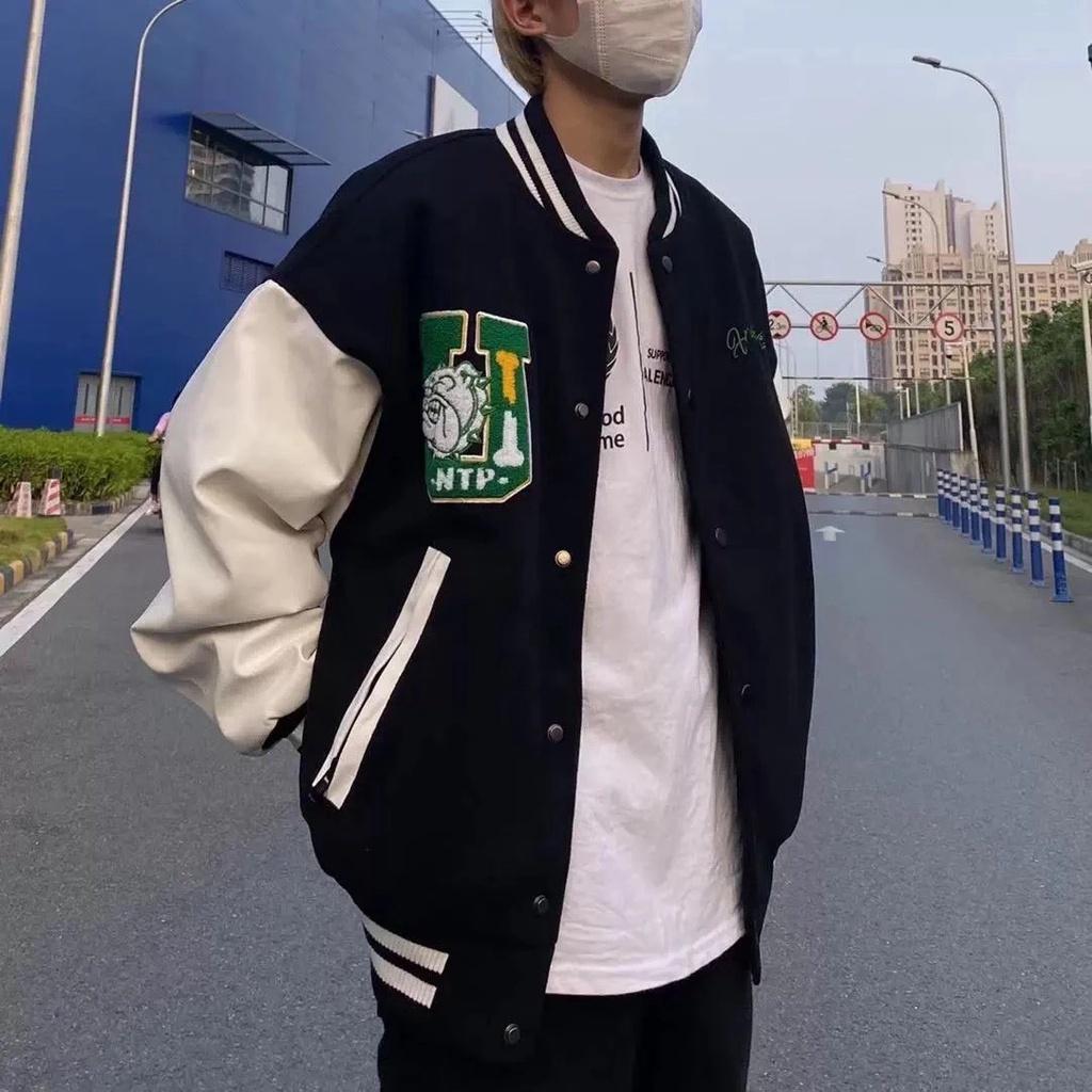 Áo Varsity Jacket UNDERTRAP DOG ullzang - Áo Khoác Bomber phối bo Siêu Hot ( có form rộng XL ) - OCEAN.CLO