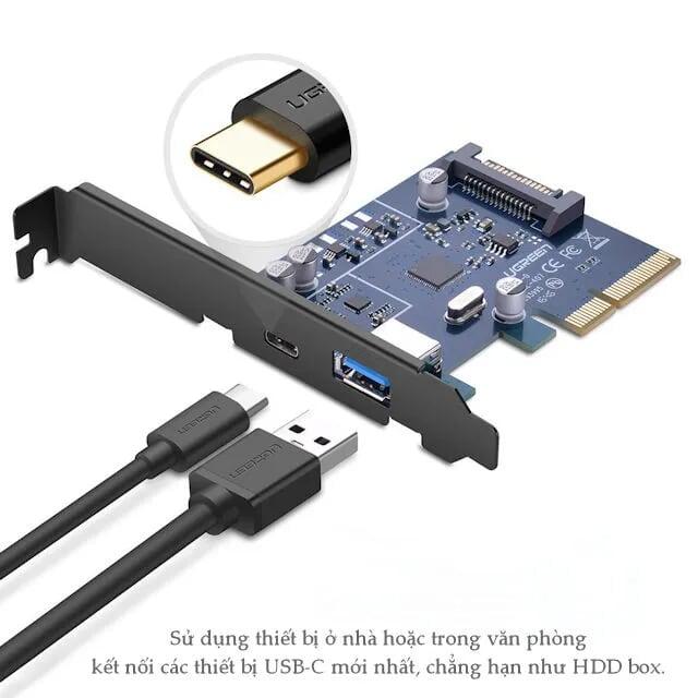 Ugreen UG30774US230TK Card PCI Express sang cổng USB 3.0 + TYPE C 3.1 Cao Cấp - HÀNG CHÍNH HÃNG