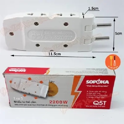 PHÍCH CẮM ĐIỆN THÔNG MINH 1 CHIA 5 SOPOKA -Q5T (TRẮNG)