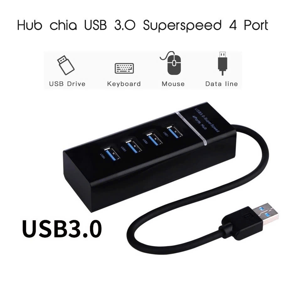 Hub chia 4 cổng USB, usb Hub tốc độ 3.0 - Hàng chính hãng HUB USB