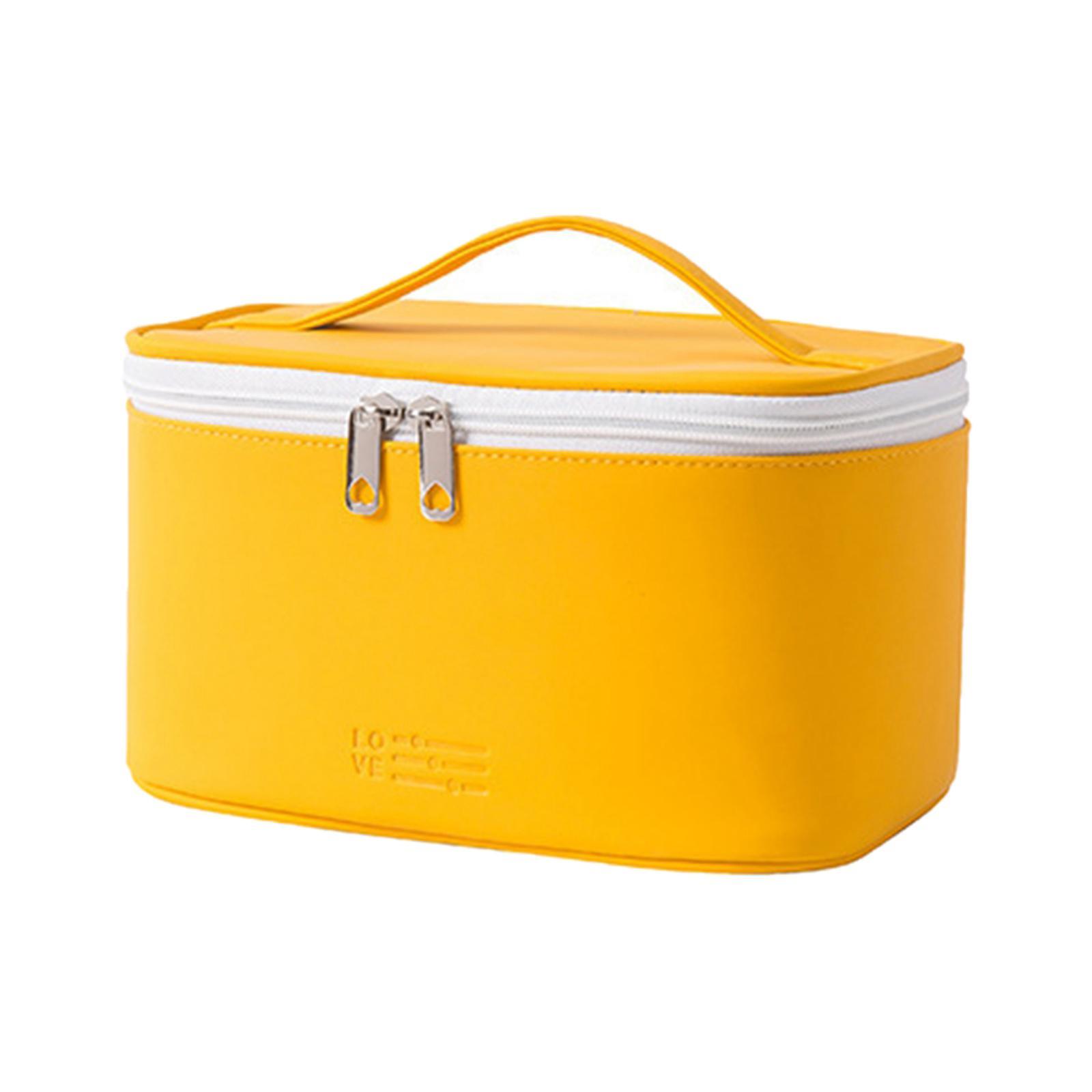 Makeup Bag Portable Storage Case Pouch Large Capacity for Makeup Brushes Yellow