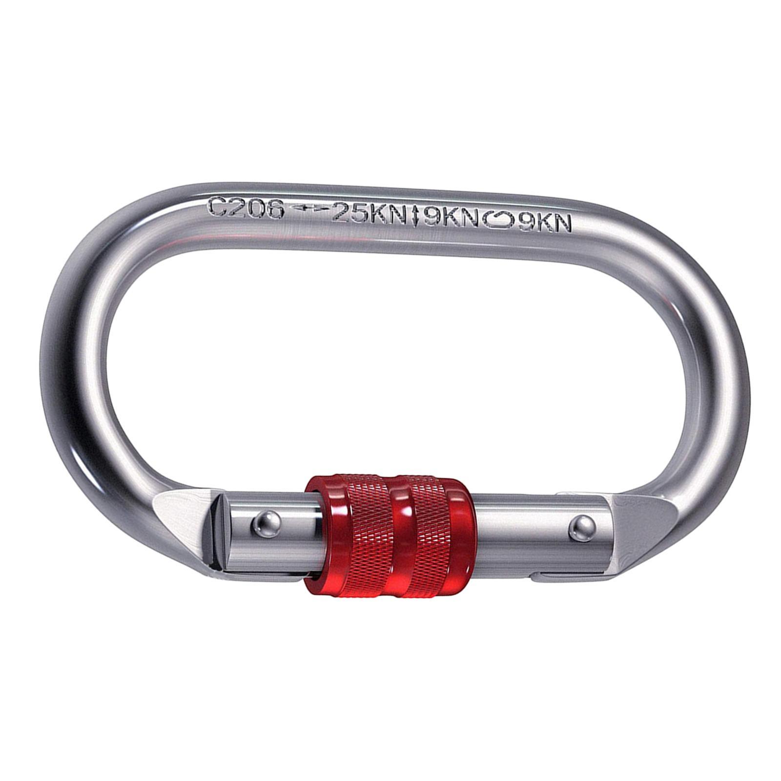 25kN Locking Carabiner Clip Keychain Lock Hook Screwgate Heavy Duty O Shaped Gear for Outdoor Camping Dog Leash Ropes Rock Climbing