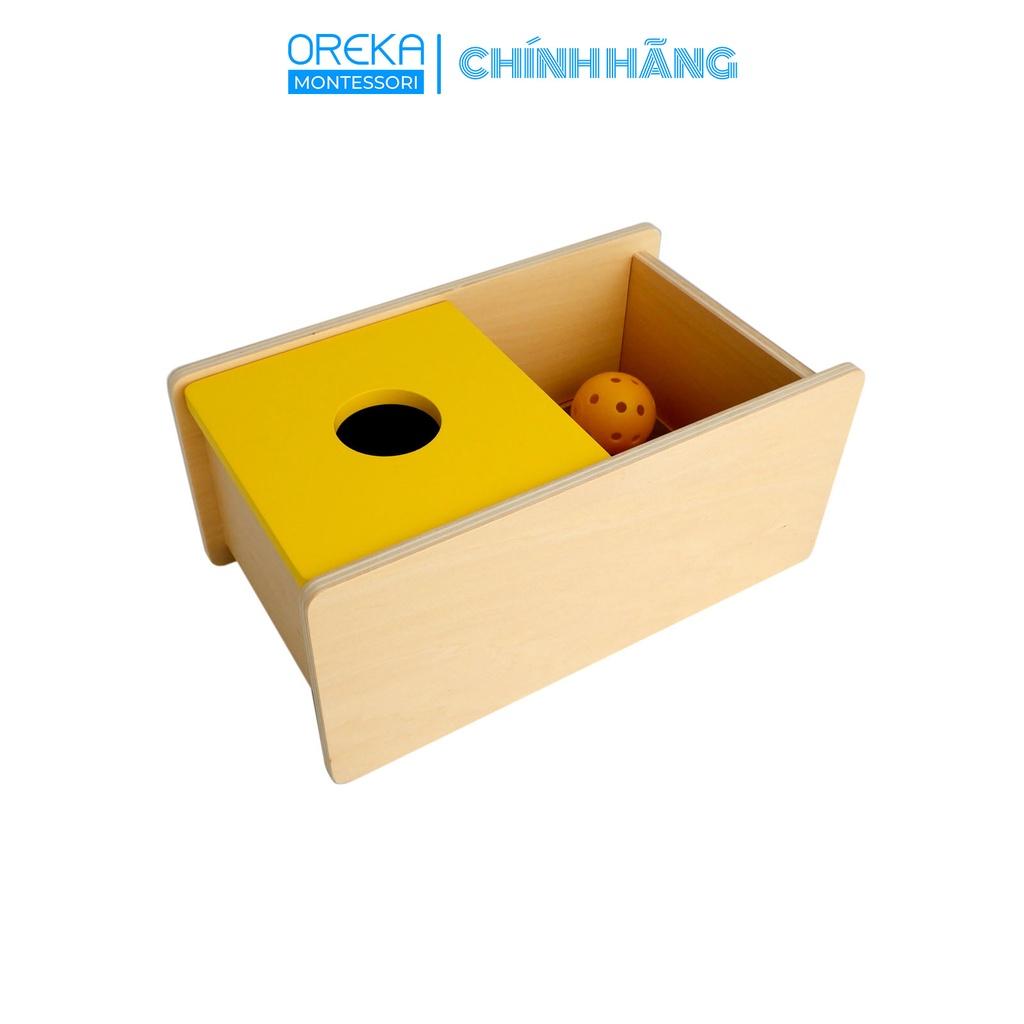 Đồ chơi trẻ em Oreka Montessori Hộp thả nắp lật - Bóng len - 0121100