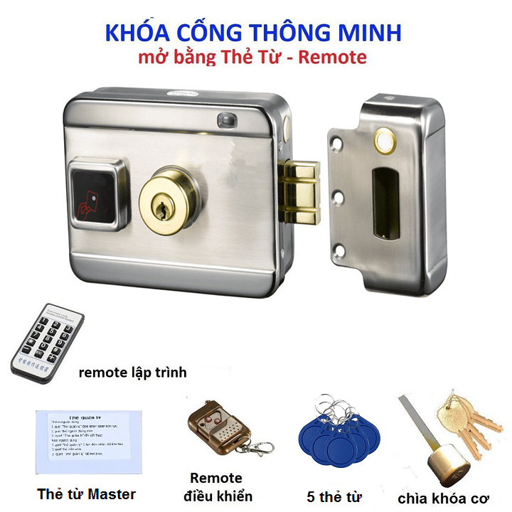 Khóa cổng điện tử chìa khóa và thẻ từ 2021