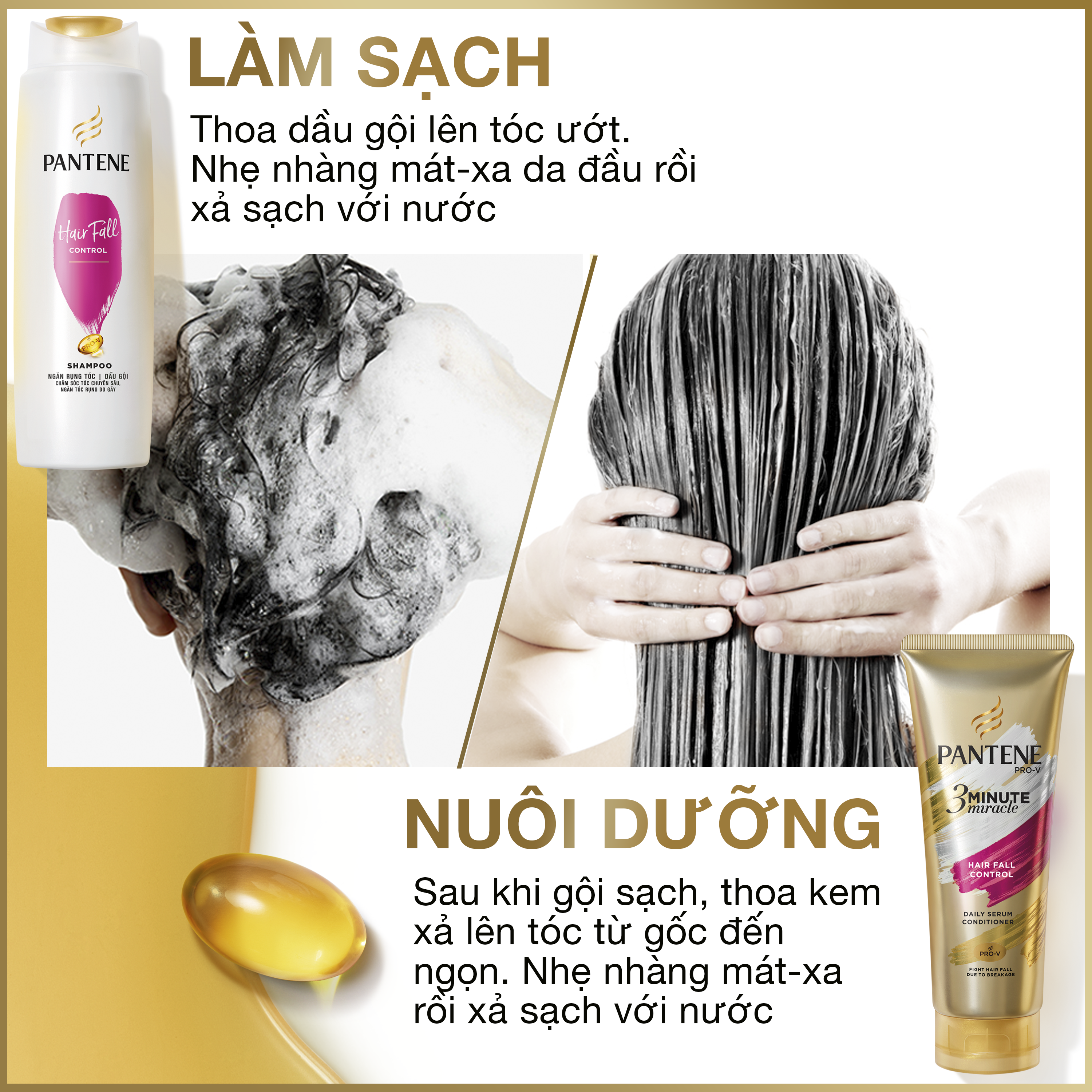 Combo 2 Dầu Gội PANTENE Phục Hồi Chăm Sóc Hư Tổn 1200g/1.2L