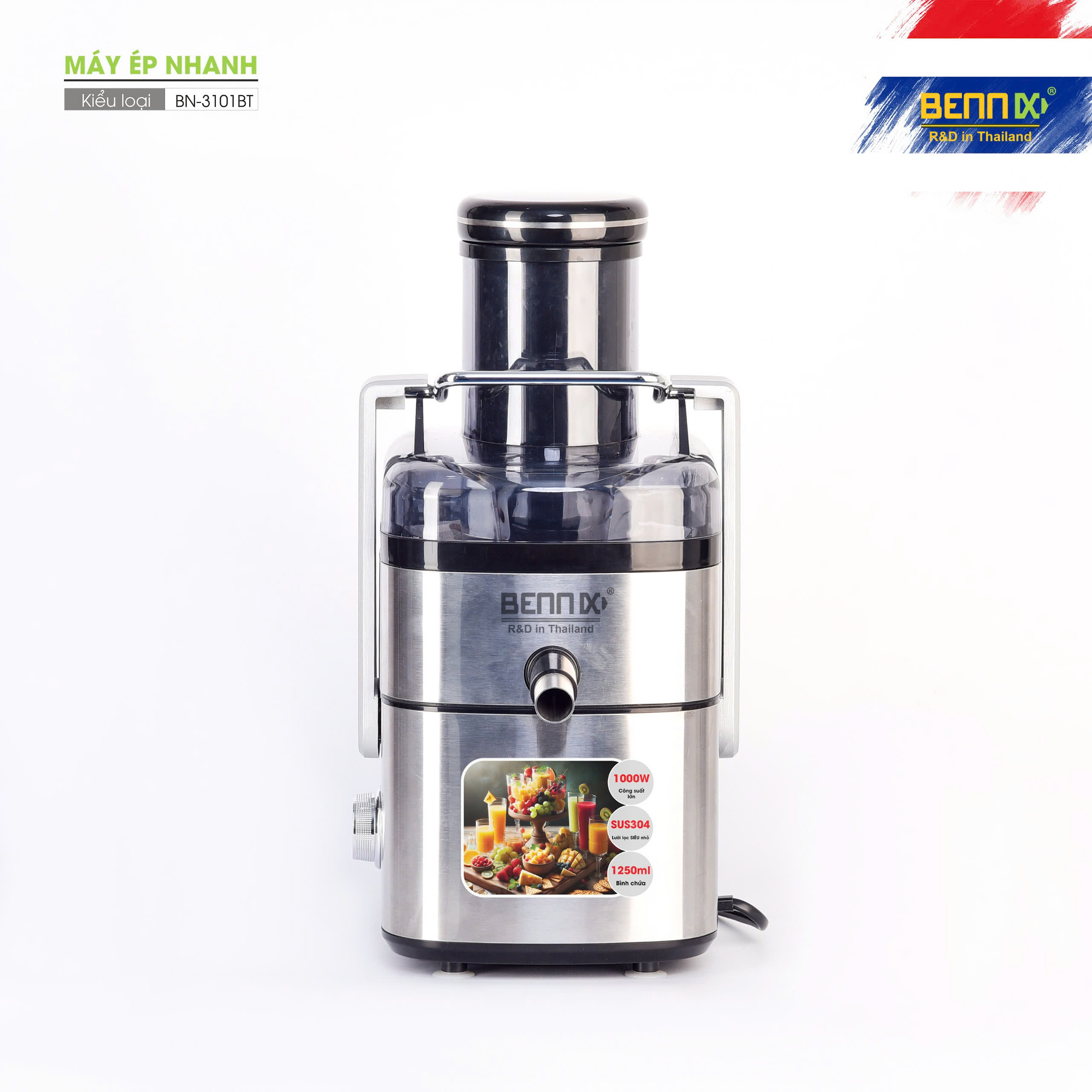 Máy Ép Trái Cây Nhanh Bennix BN- 3101BT Bảo Hành 2 Năm Máy Ép Hoa Quả Công Nghiệp Công Suất 1000W- Hàng Chính Hãng