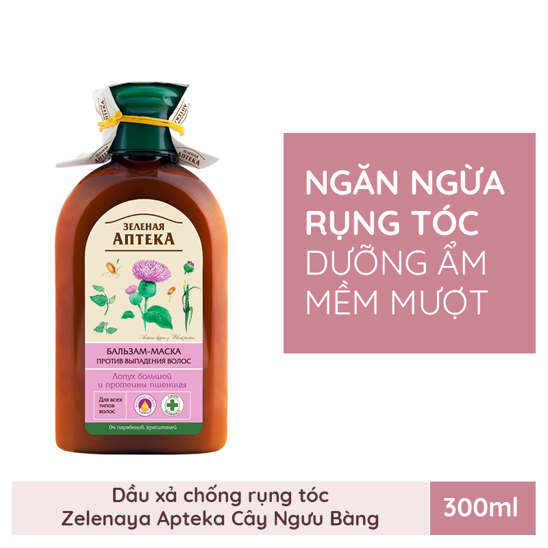 Dầu xả ngăn ngừa rụng tóc Zelenaya Apteka Cây ngưu bàng và protein lúa mì 300ml