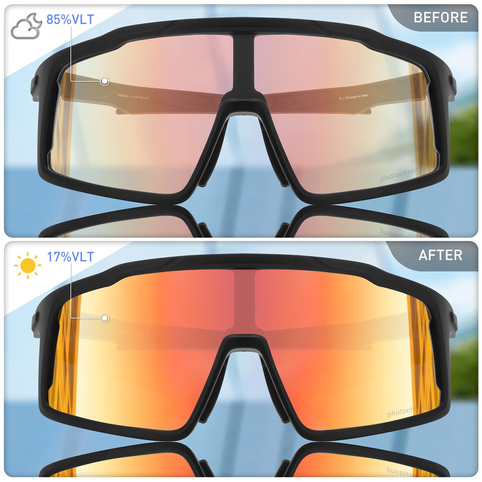 Đỏ Kính Photochromic Xe Đạp Kính Xanh Thể Thao Kính Mát Nam MTB Xe Đạp Đường Trường Kính Mắt Nữ Kính Đi Xe Đạp Đua Xe Color: 02