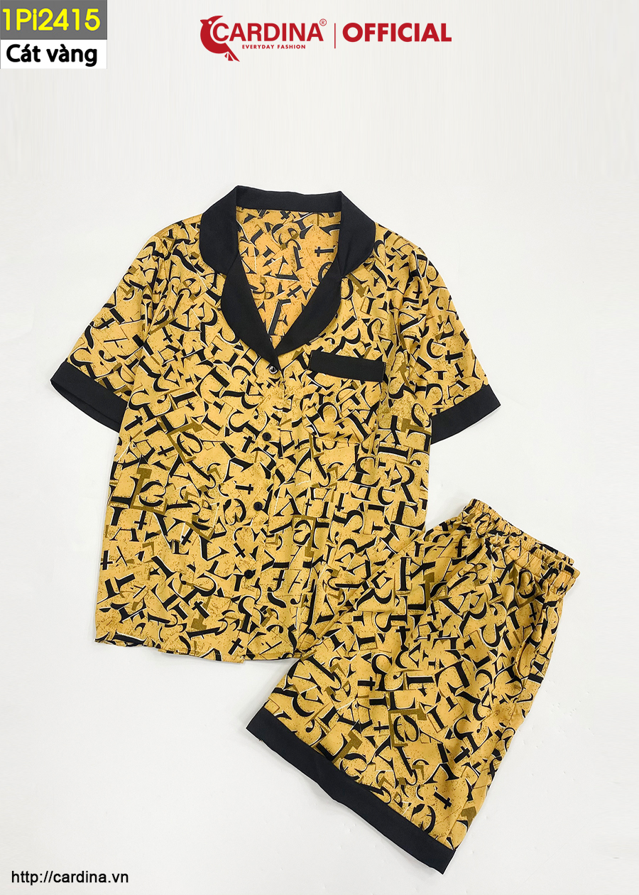 Đồ Bộ Nữ CARDINA Pijama Chất Lụa Satin Nhật Cao Cấp Quần Đùi Áo Cộc Tay Họa Tiết 1Pi24