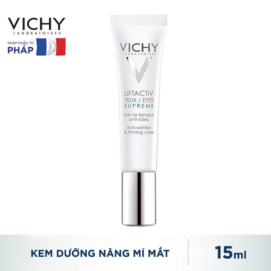 Kem dưỡng giúp giảm nếp nhăn &amp; săn chắc da vùng mắt Vichy Liftactiv Eyes Supreme Global Anti-Wrinkle &amp; Firming Care 15ml