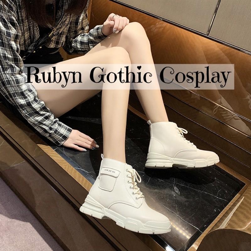 Giày Boots Chiến Binh Cổ Lửng Hàn Quốc Jie Yu 2 màu đen, trắng sữa ( Size 35 - 40)