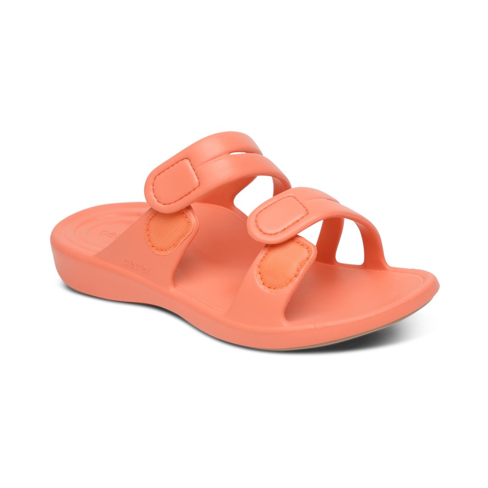 Dép sức khoẻ nữ Aetrex Janey Sport Coral - dép quai ngang nâng vòm chân giảm đau tê chân, mỏi gối, hông