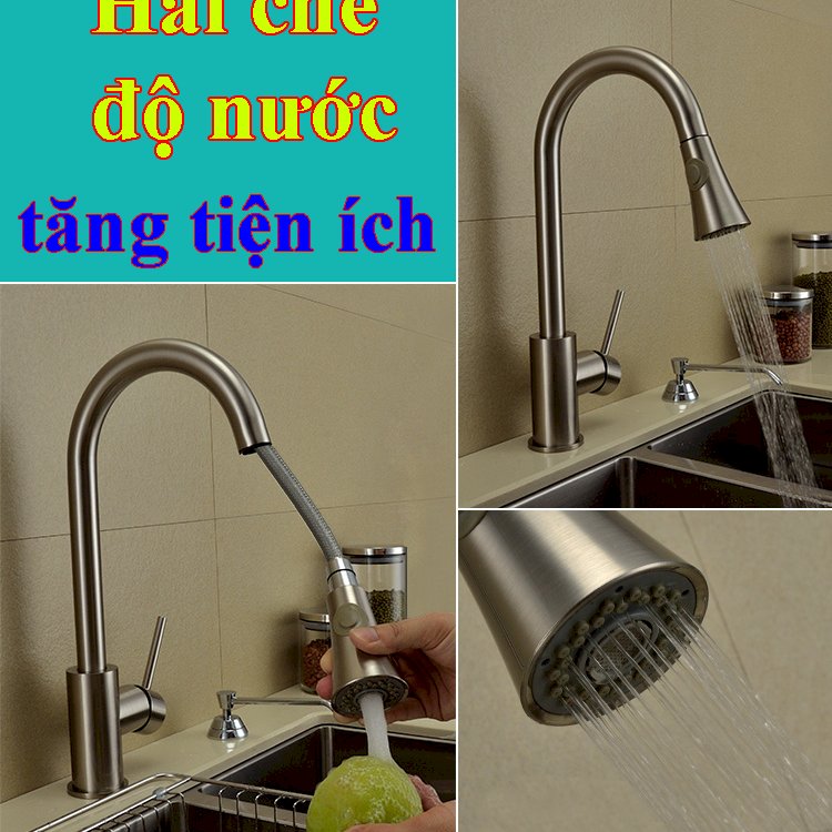 Vòi rửa chén Nóng lạnh Inox 304- dây kéo rút Yamato CNI06