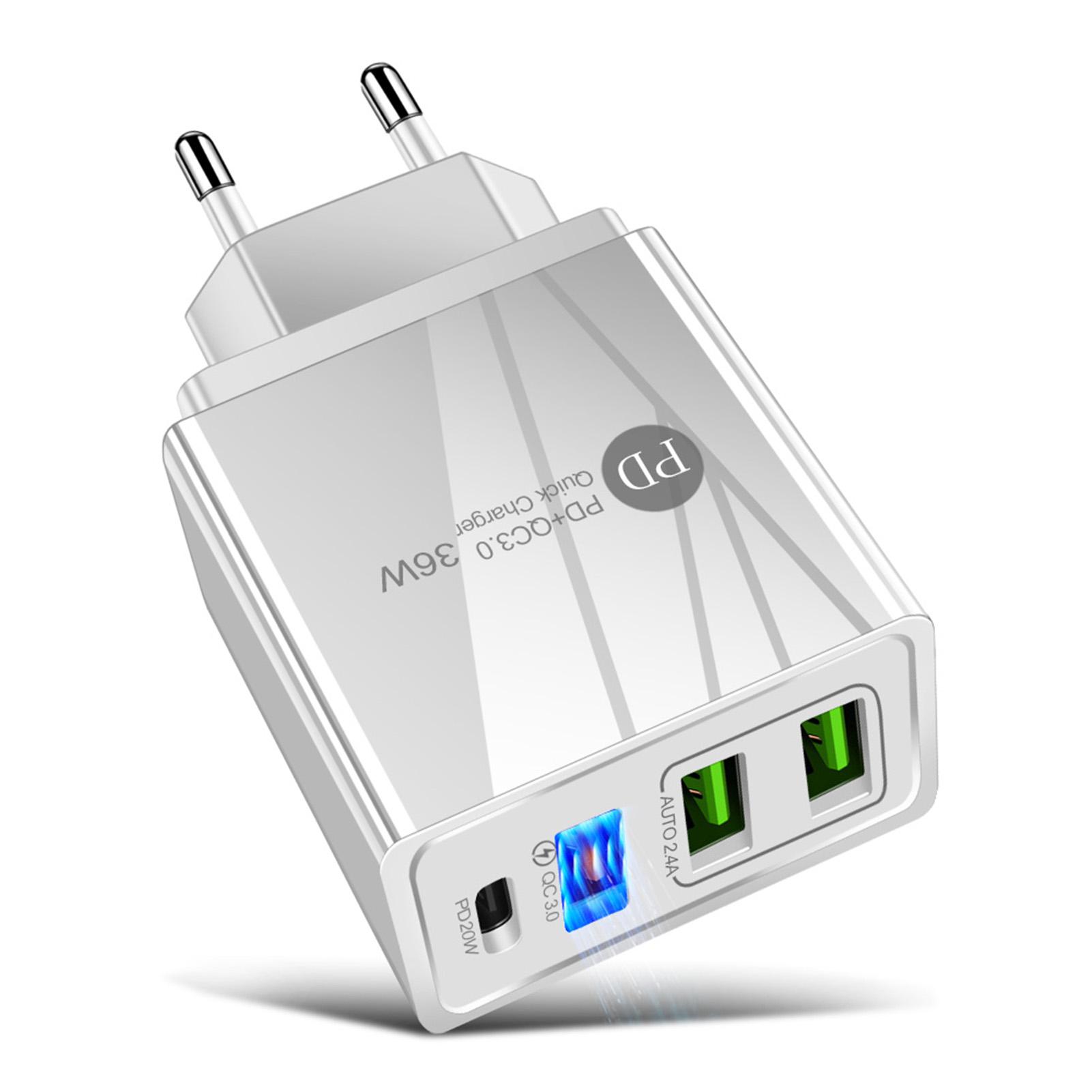 Bộ chuyển đổi sạc F-ast 36W PD Quick C-harger với 3 cổng sạc USB Bộ sạc du lịch C-harger di động cho chuyến đi ngoài trời