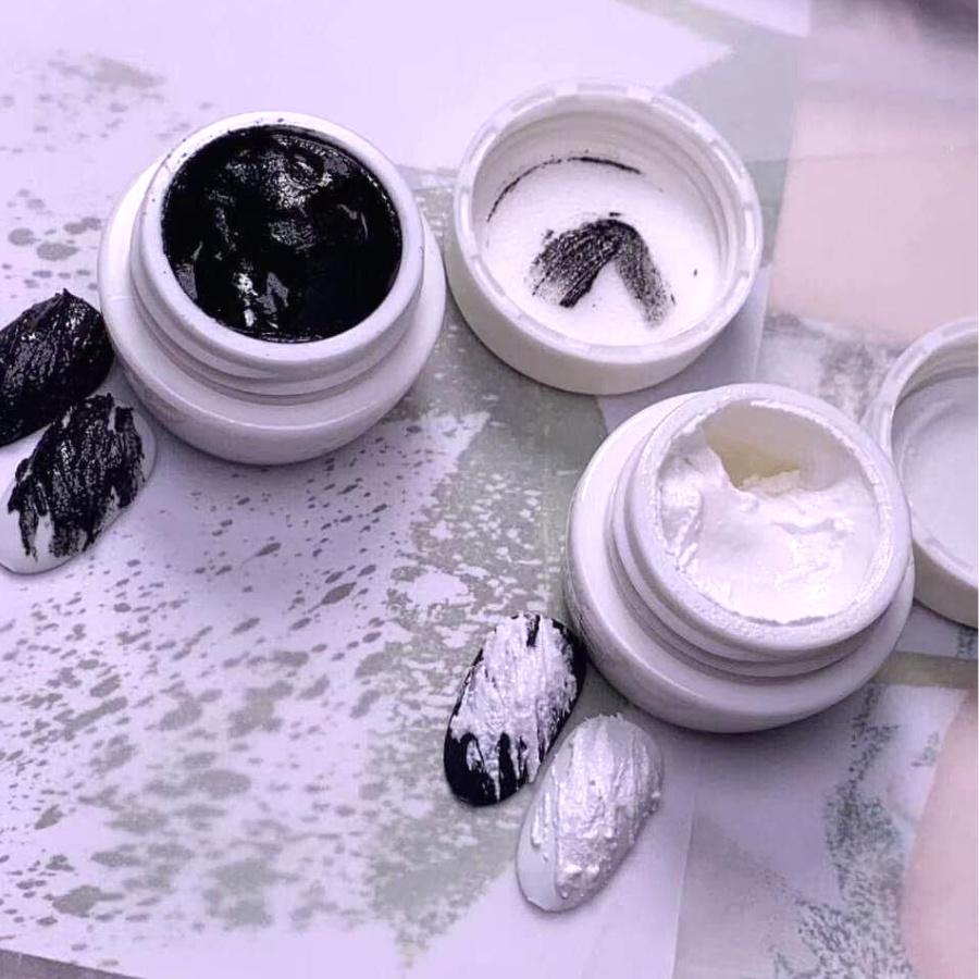 Gel xi măng trang trí móng hai màu đen trắng