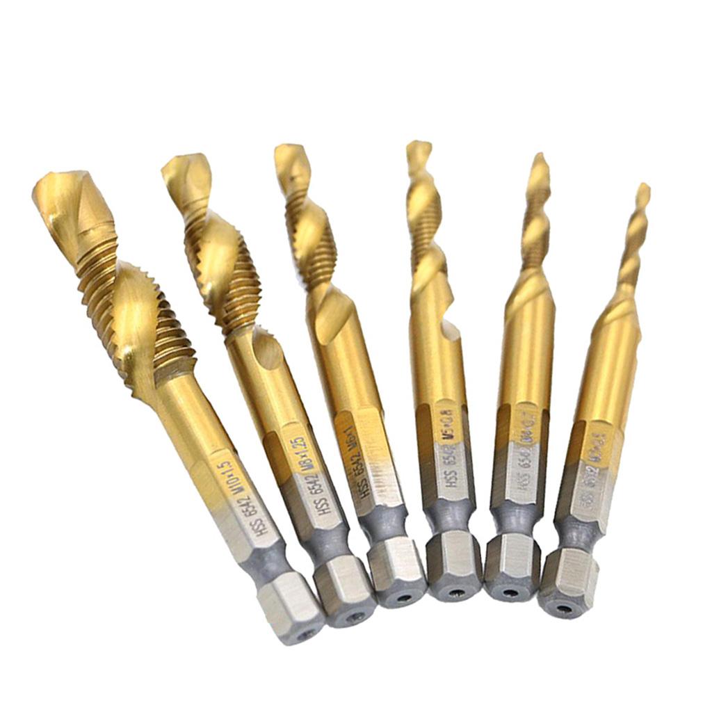 6 Piece Tap Drill Set Tap Drill Combo Deburr Countersink Bits