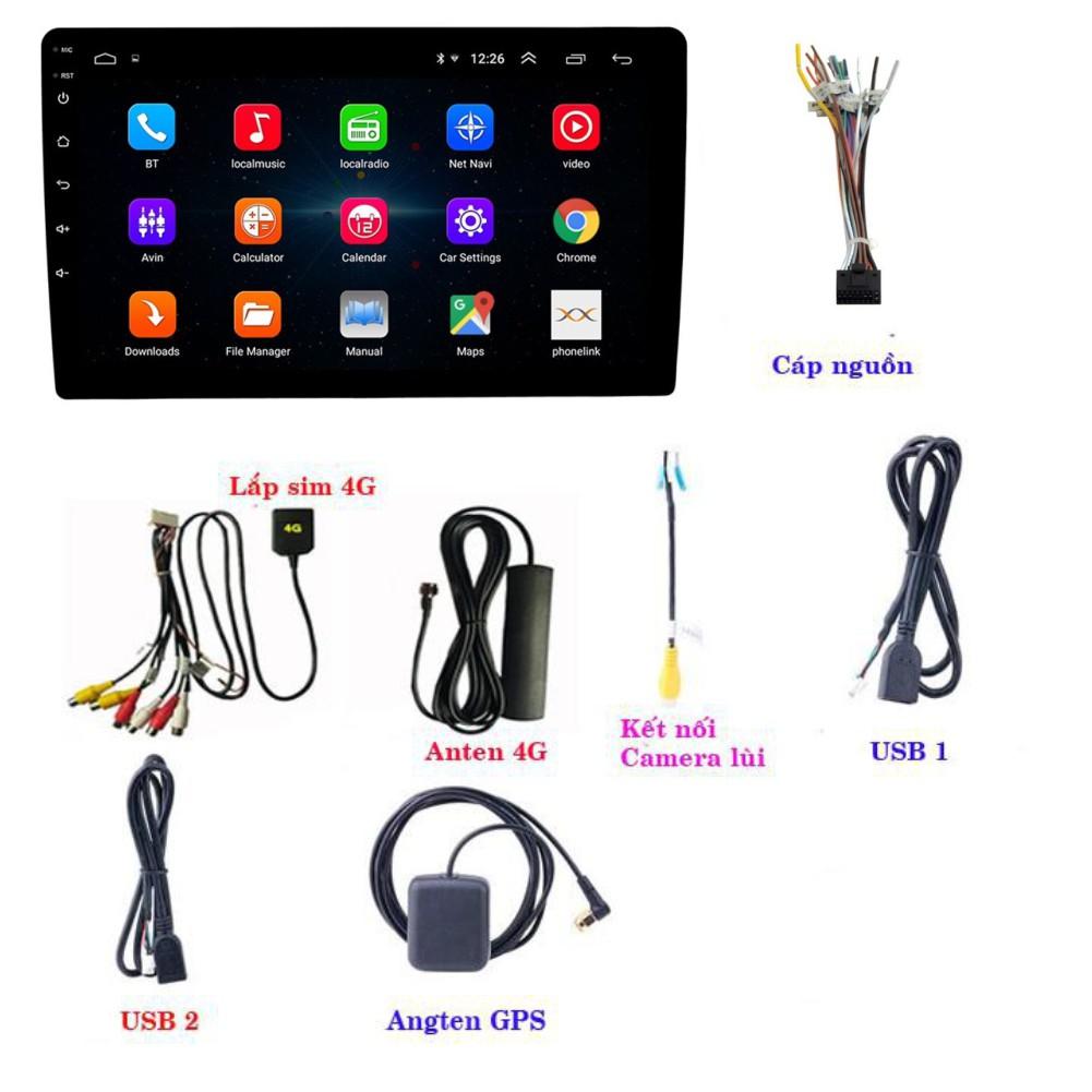 Màn Hình Android 10 inch Ram 2G Rom 32G lắp sim 4G phát WiFi Tích hợp GPS dẫn đường