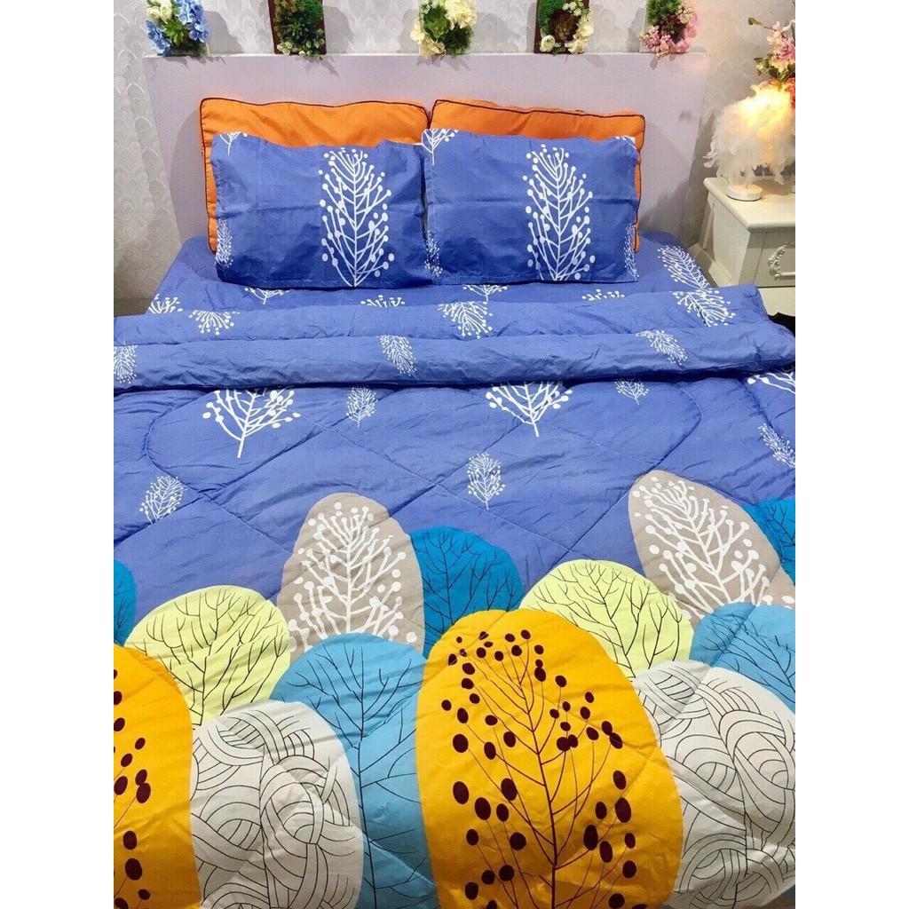 Trọn bộ 5 món chăn phao ga gối cotton poly nhập khẩu Hàn Quốc size giường 1m8*2m