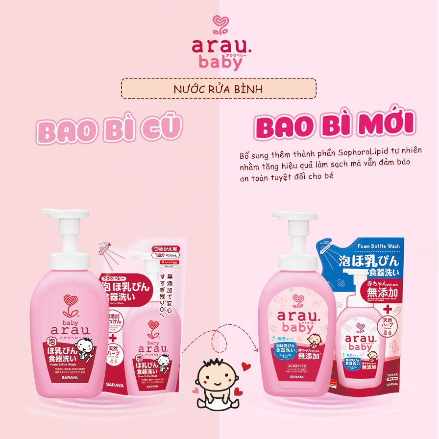 Nước rửa bình Arau Baby Nhật Bản Dạng Chai/Túi 450ml