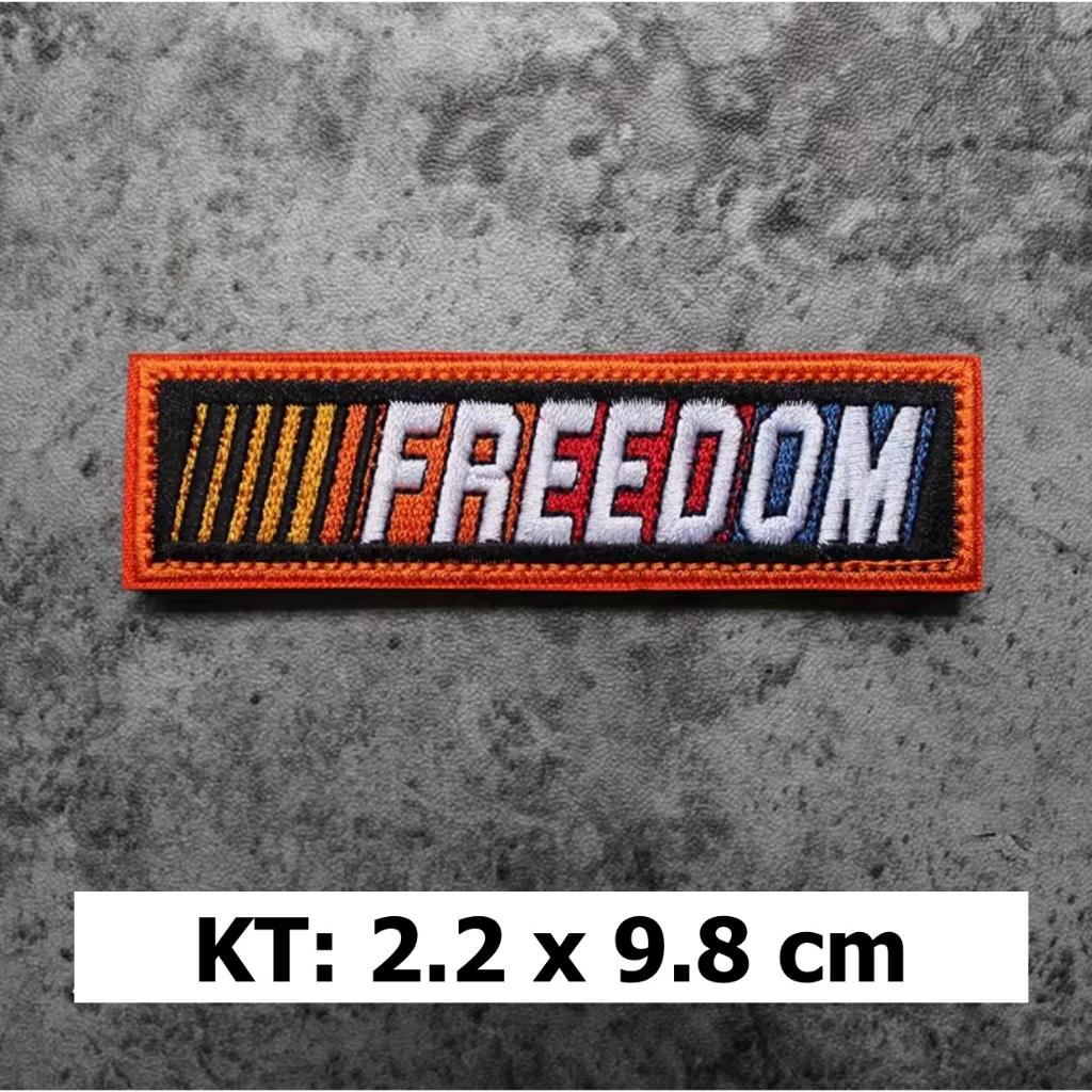 Patch_velcro vải FREEDOM &amp; LET'S GO dán ba lô_túi xách_quần áo