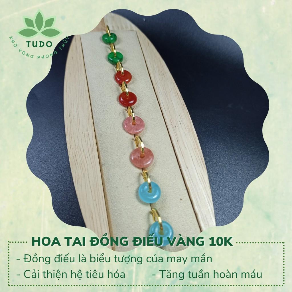 Hoa tai Au10K TUDO Cẩm huyết, amazonite, đào hoa phong thủy