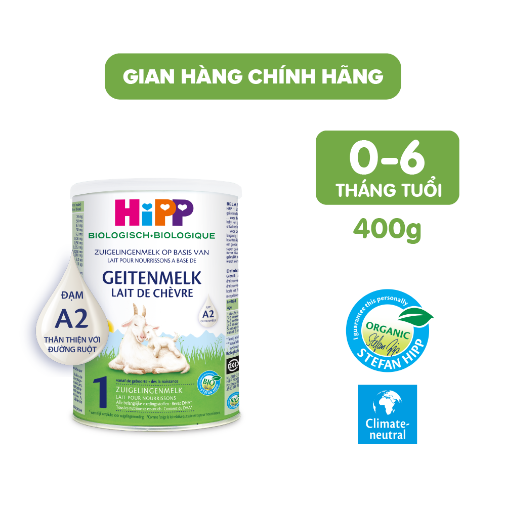 Thùng 4 lon sữa dê HiPP 1 Organic 400g - Nhập khẩu Đức, giúp bé phát triển chiều cao, trí não, tăng cường hấp thu