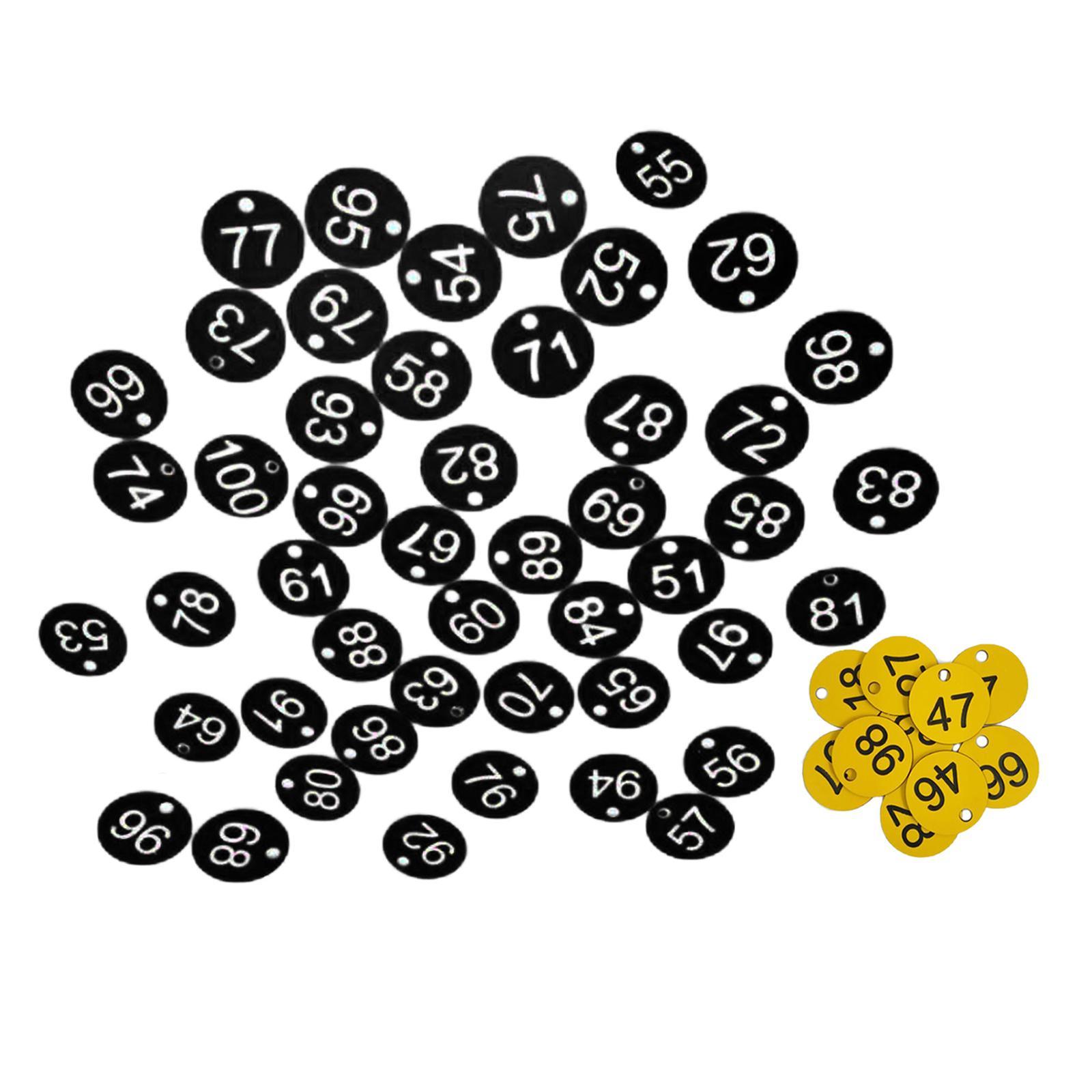 200x Round Number Tag Number 1-100 for Hotel Dormitory Keys Supermarket