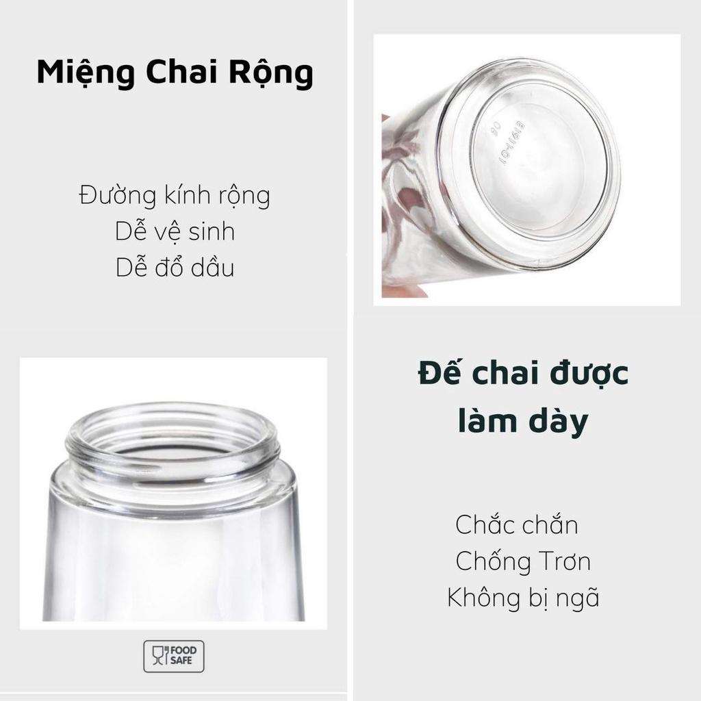 Bình Đựng Dầu Ăn, Chai Đựng Dầu Ăn Tự Rót Bằng Thủy Tinh Nắp Chai Có Thể Tháo Rời Vệ Sinh 0202