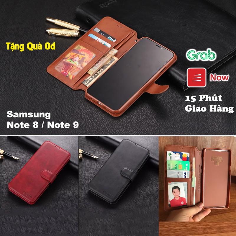 Bao da ốp lưng dành cho samsung Note 8 Note 9 kèm ví chất da mịn mềm có kèm ví kẹp tiền - azns