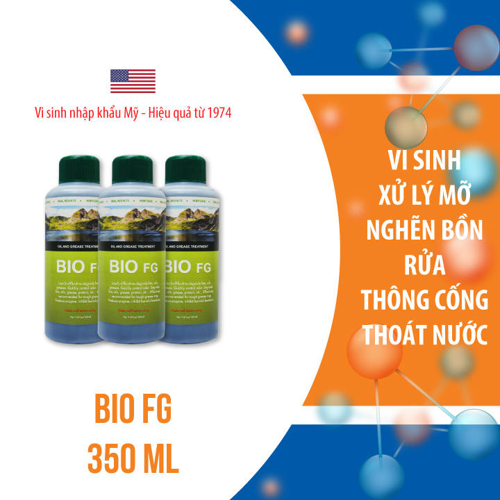 Vi Sinh Xử Lý Dầu Mỡ, Bẫy Dầu Mỡ - BIO FG - Chai 350 ml