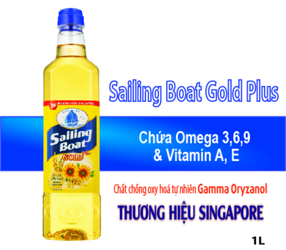 Dầu ăn Sailing Boat Gold Plus 1L giàu Omega 3,6,9 và chất chống oxy hóa [FREESHIP]