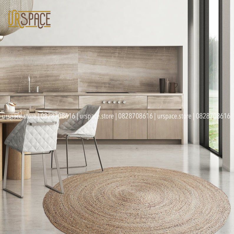 Thảm trải sàn phòng khách hình tròn URSPACE bằng lục bình trang trí decor/ ROUND HYACINTH RUG