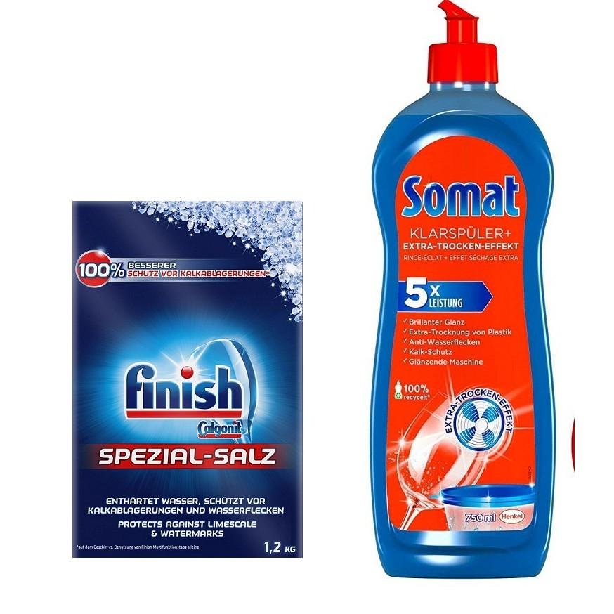 Combo muối làm mềm nước và chai nước làm bóng 750ml somat