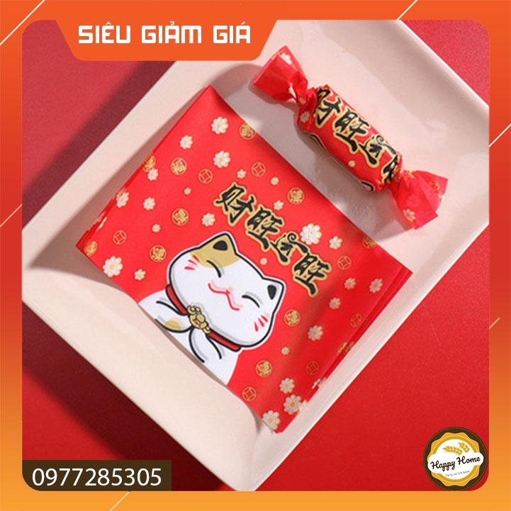 Giấy gói kẹo Nougat SET 100 tờ Mèo tài lộc may mắn