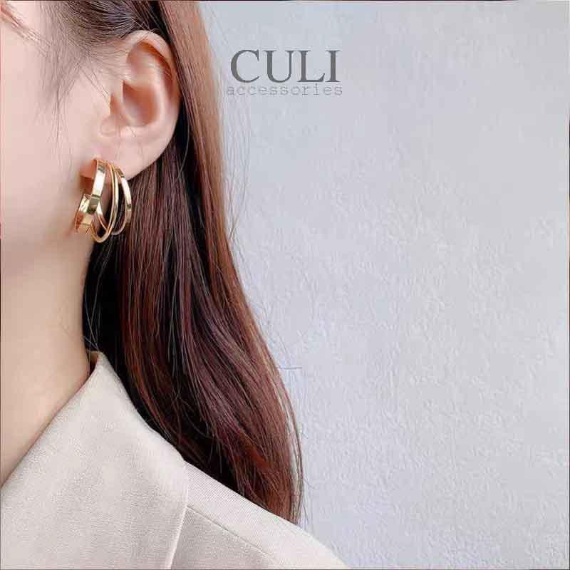 Khuyên tai bạc 925 Basic triple hoops HT651 - Culi accessories