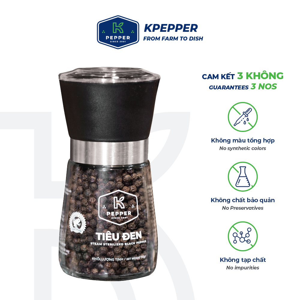 Tiêu đen K-PEPPER kèm cối xay cầm tay 90g