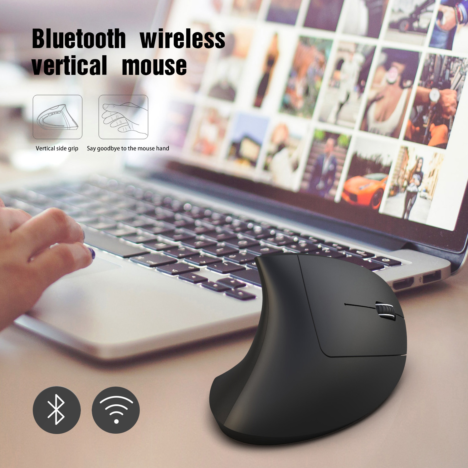 Chuột đứng không dây Wireless 2.4G, Bluetooth, DPI điều chỉnh 3 cấp, cho Gaming, Văn phòng, Designer 6 nút, chống mỏi cổ tay Dan House HXSJ T24, T24, T29, Pin sạc- Hàng chính hãng