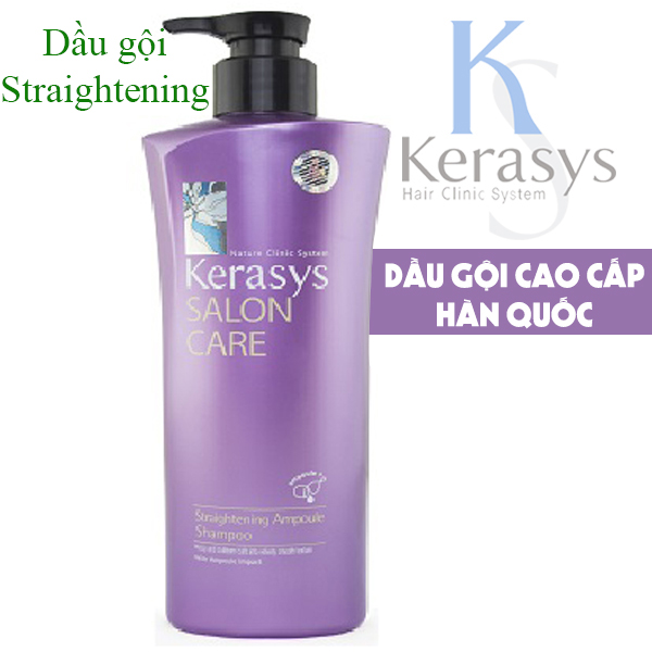 Dầu gội mềm mượt Kerasys Salon Care Straightening Hàn Quốc 600ml - Dành cho tóc thẳng + Tặng kèm móc khoá