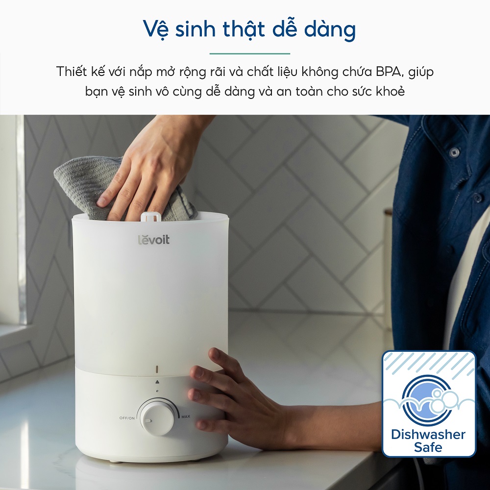 Máy Phun Sương Tạo Ẩm Thông Minh Levoit Dual 150 Ultrasonic | Công Nghệ Phun Siêu Âm 360 | 25h Hoạt Động - Hàng Chính Hãng