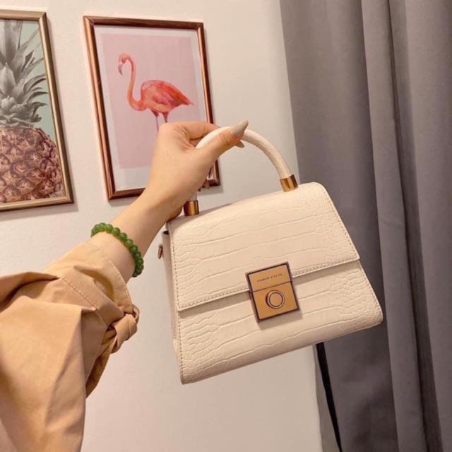 Túi da rắn quai xách khuy tròn size 22cm vỡ hộp