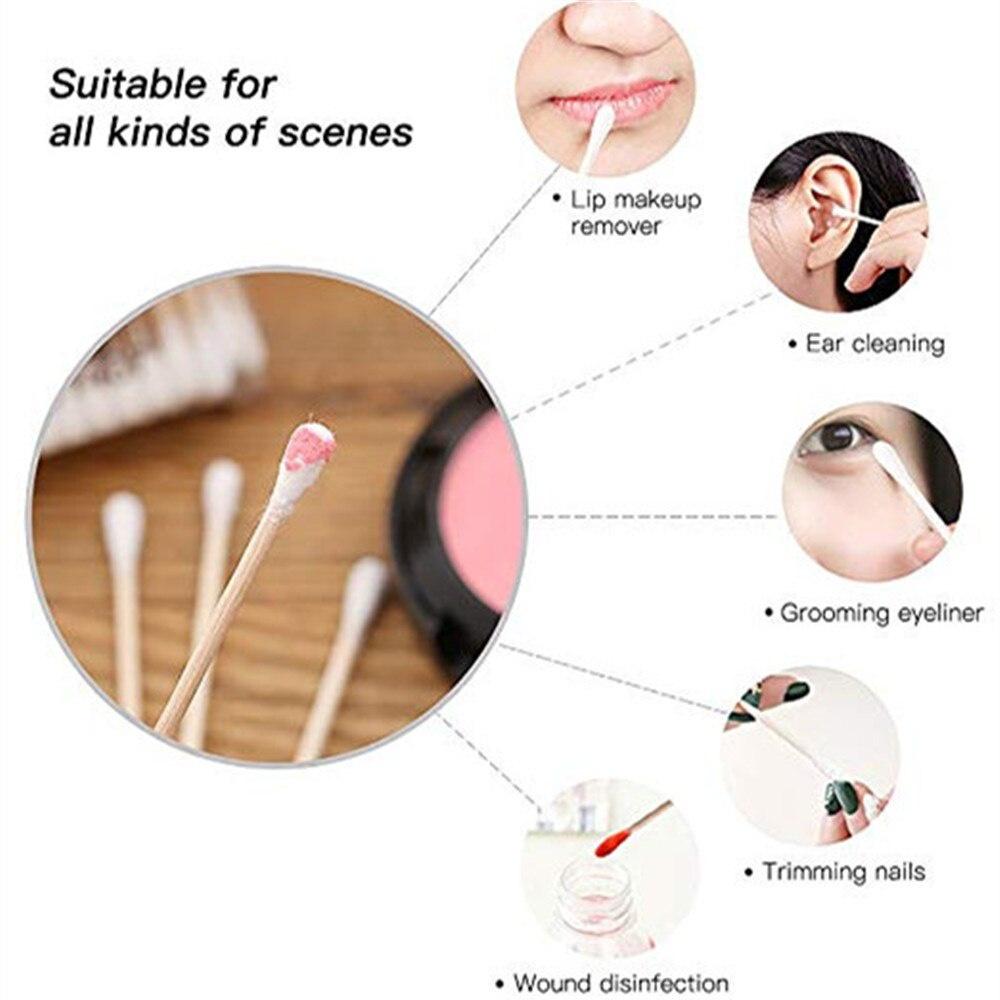 100pc Cotton Swabs Wooden Handle Double Tipped with Finest Quality Cotton Heads Multipurpose Safe Highly Absorbent Cotton-Tipped
