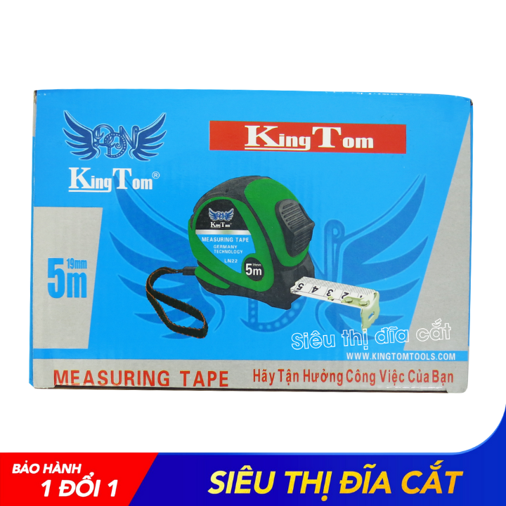 Thước 2 Mặt KingTom Xanh Lá TKT- LN22-5m - Thước Lỗ Ban - Kéo Rút Trơn Tru - Lẻ 1 Cái