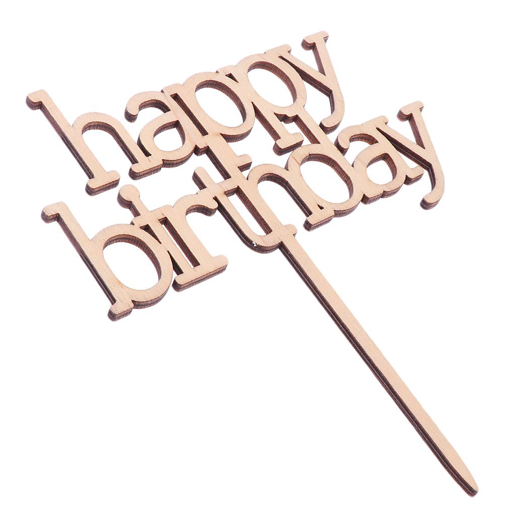 Wooden Happy Birthday Cake Topper Rustic Design Birthday Party Cake Decor