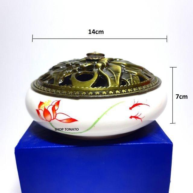 LƯ XÔNG TRẦM ĐỐT NHANG GỐM SỨ LHSU4 CAO 7CM TẶNG 3 NỤ TRẦM