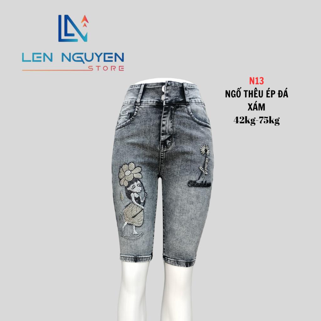 N13_Quần jean nữ, ngố 5 tất, lưng cao, quần bò nữ dáng ôm, quần rin nữ có big size, cho 42kg đến 75kg,LEN NGUYEN STORE