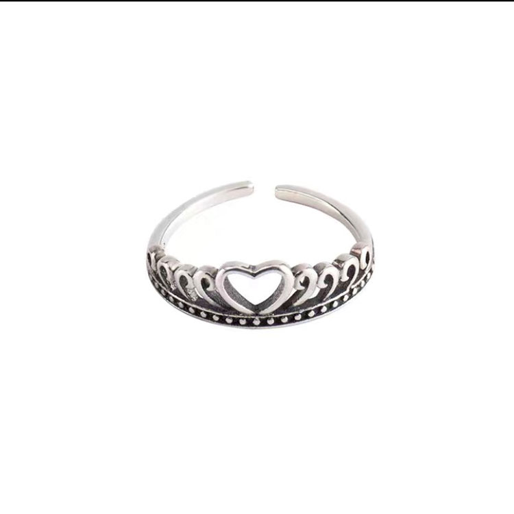 Nhẫn Bạc Nữ | Nhẫn Nữ Bạc Thái Vương Miện Tim N1744 - Bảo Ngọc Jewelry
