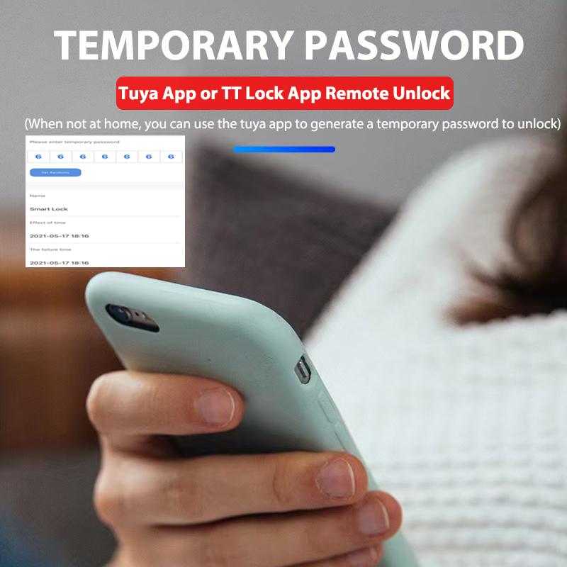 8 Ngôn Ngữ Điện Tử Tuya Wifi Tự Động Khóa Cửa Thông Minh Ứng Dụng TTLock Vân Tay Chống Nhìn Trộm Mật Khẩu Thẻ IC Chìa Khóa Kim Loại Mở Khóa