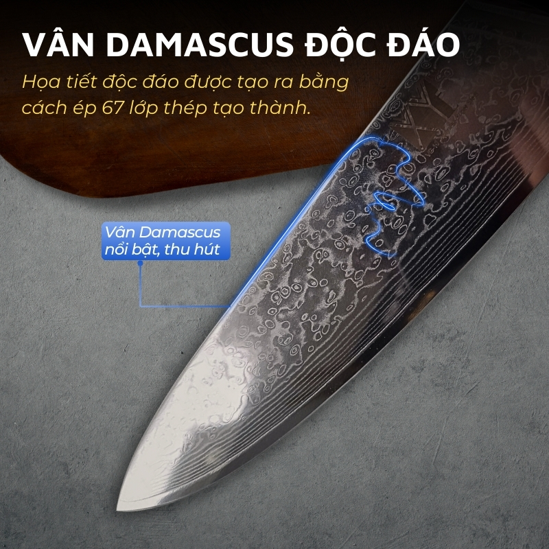 Dao bếp XYj Chef’s Knife 8in VG10 Damascus