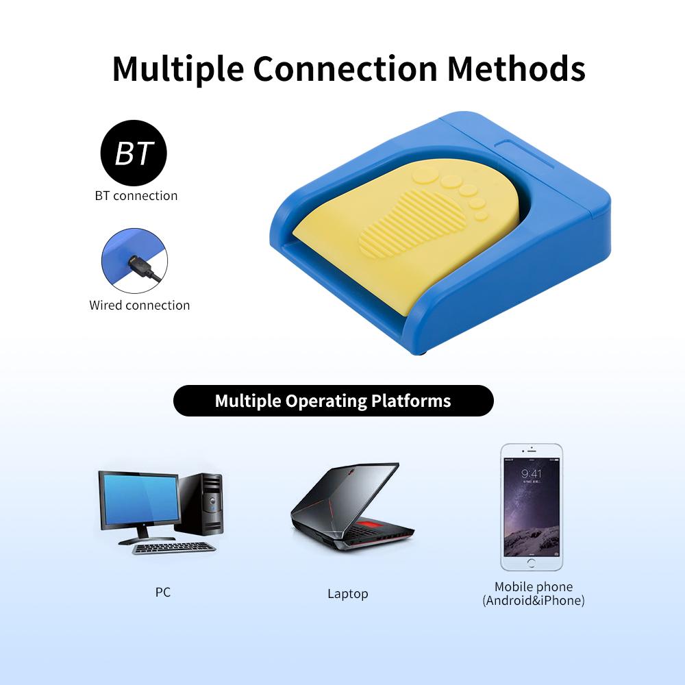 Công tắc chân không dây BT đa chức năng Hỗ trợ bàn đạp chân tùy chỉnh Kết nối có dây cho trò chơi thu nhận hình ảnh - Nhiều màu